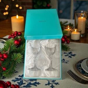 Tiffany & Co. Atlas Pilsner Pair Champagne Wine Glasses